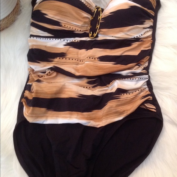 LaBlanca Black Tan Animal Print Swimsuit NWT - Picture 3 of 7